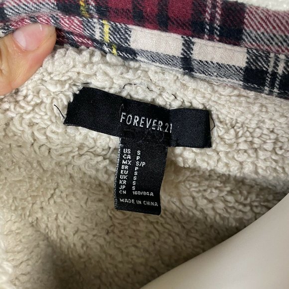 Forever 21 Women's Jacket Plaid Button Up Sherpa - Picture 5 of 5